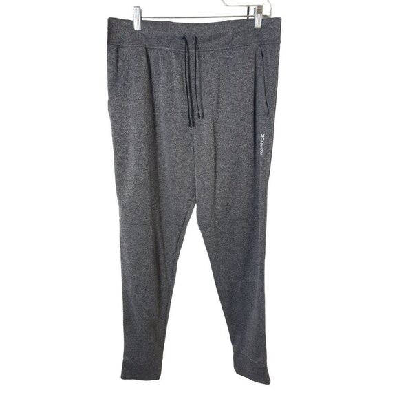 Women's Joggers Large Hi Rise Grey Pockets Tapered Stretch Athletic Sweat Pants - Picture 3 of 4